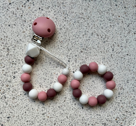 Dummy & Teether Burgundy Set
