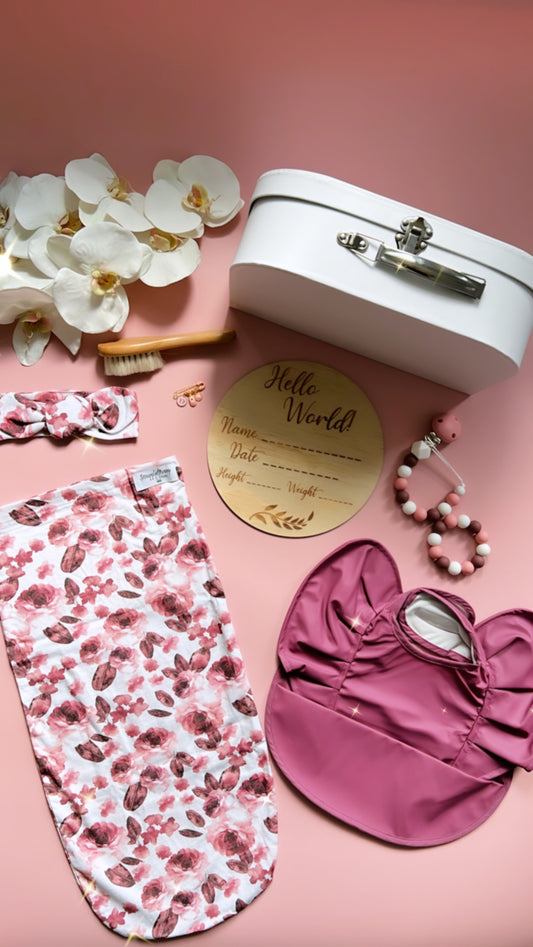 Fleur Snuggle Swaddle & Topknot Set