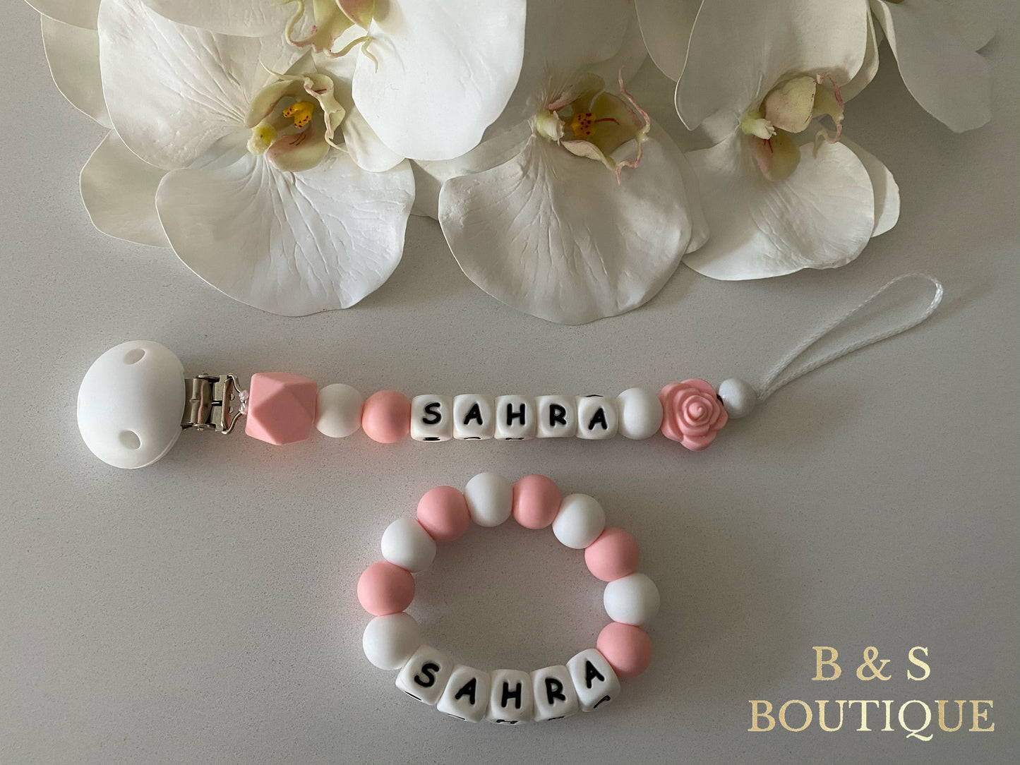 Personalised dummy chain and teether set